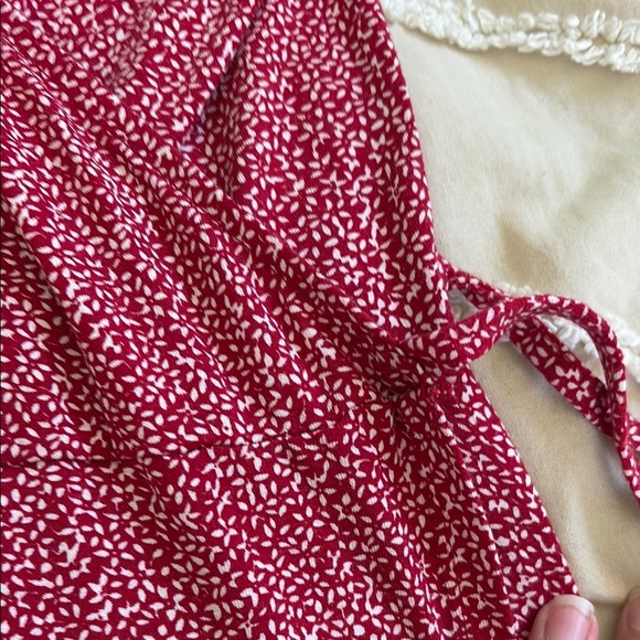 Hollister Red Midi Sundress V-Neck Short Sleeve - Picture 3 of 4